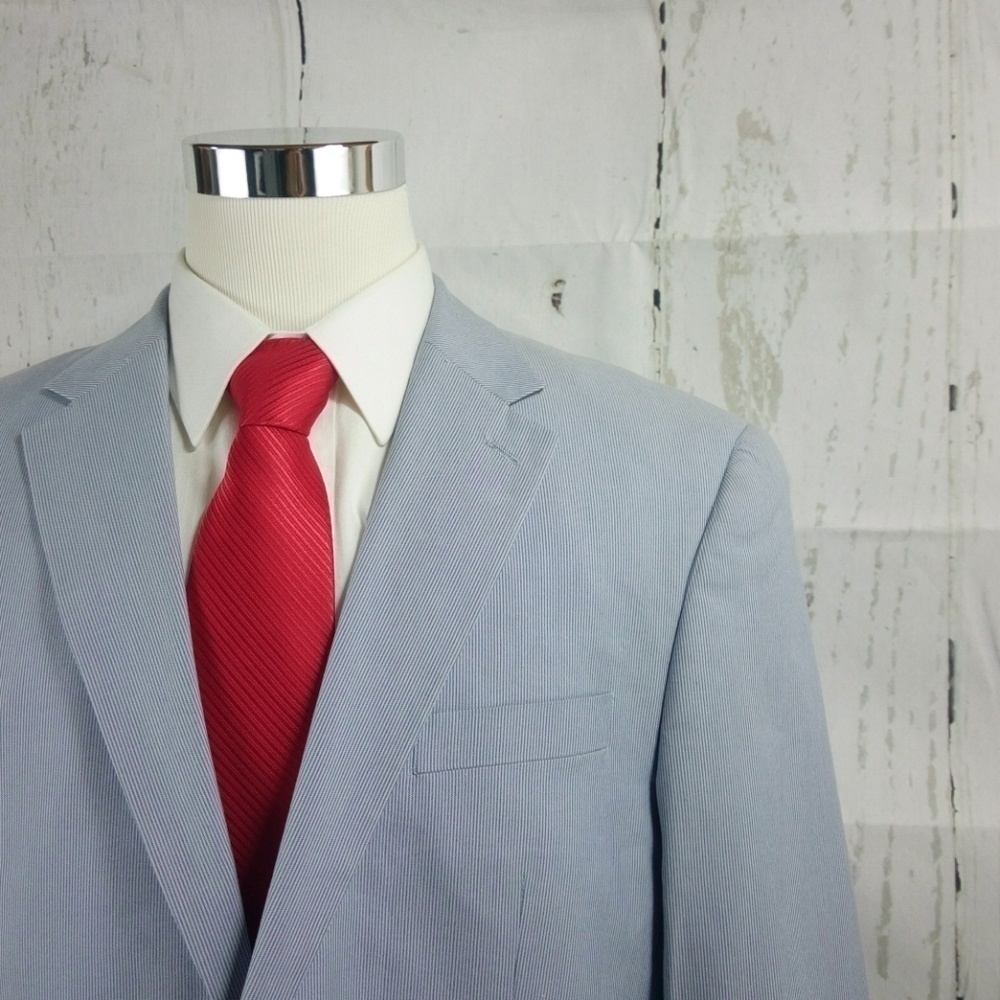 Chaps 44L Light Blue Cotton Suit Blazer Sports